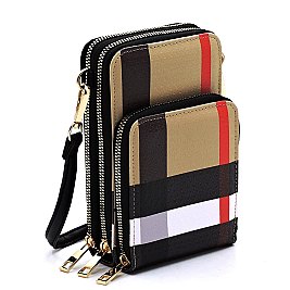 Plaid Check Tartan Crossbody Bag Cell Phone Purse