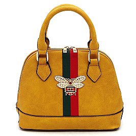 Fashionable Bee Stripe Dome Satchel