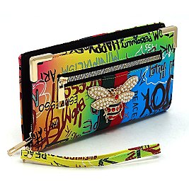 QUEENBEE GRAFFITI  STRIPE  WALLET WRISTLET