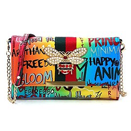 Queen Bee Stripe Graffiti Crossbody - Wallet