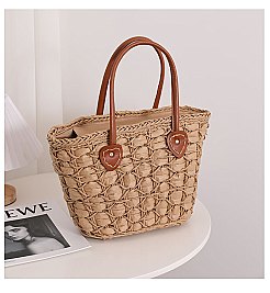 Shoulder Straw Beaded Hand Tote Bag
