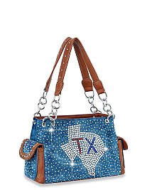 Texas Bling Denim Shoulder Bag