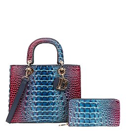 BLUE CROC SET SATCHEL