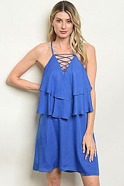 Sleeveless Lace up Detail Ruffled Tunic Dress - Pack of 6 Pieces