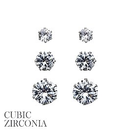 Chic Cubic Zirconia 3 PAIRS EARRINGS