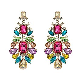 CHARMING RHINESTONE CHANDELIER STATEMENT EARRINGS