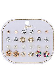 PACK OF 12 CUTE ASSORTED COLOR 12-PAIR MULTI EARRING SET