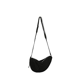 Faux Suede Half Moon Crossbody Bag