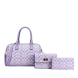 3-IN-1 OVAL PRINTED DUFFLE BOSTON BAG WITH CROSSBODY AND WALLET SET