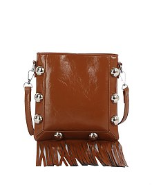 Studded Bubble Fringe Crossbody Bag
