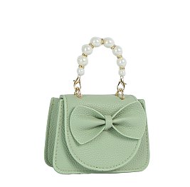 Bow Flap Pearl Handle Mini Handbag