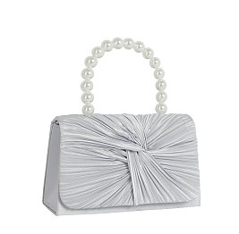 Ruched Satin Pearl Handle Clutch
