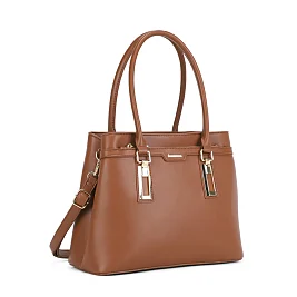 Triple Compartment Metal Accent Boutique Satchel
