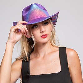 FASHIONABLE Shiny Rainbow Print COWBOY HAT