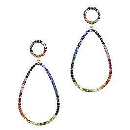 RHINESTONE OPEN-CUT TEARDROP EARRINGS