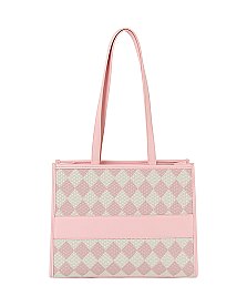 Mesh Check Printed Tote Bag
