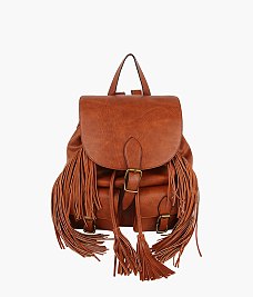 Buckle Flap Fringe Backpack