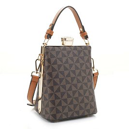momogram stractured cross-body satchel