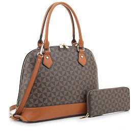 2-in-1 Geometric Monogrammed Dome Satchel Set