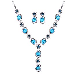 Bejeweled Crystal Necklace Earrings Set