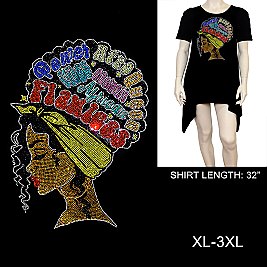 BLACK QUEEN RHINESTONE Short-Sleeved SHIRT