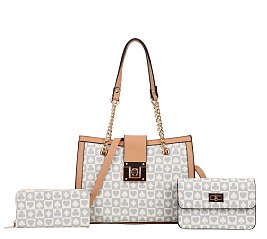 3-IN-1 Classic Monogram Shoulder Bag Crossbody & Wallet Set