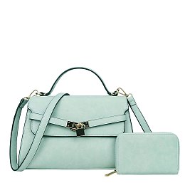 2- in 1 Padlock Trendy Satchel Wallet Set