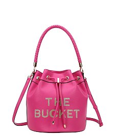 Rhinestoned "The Bucket" Draw String Hobo -Shoulder Bag