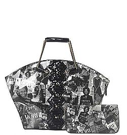 2- in 1 Magazine Print Satchel Wallet Set