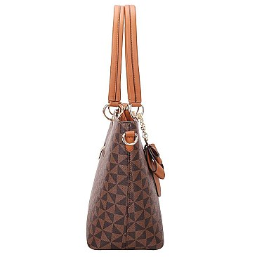 3 in 1 Monogram Tasseled Handbag Wallet Set