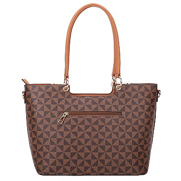 3 in 1 Monogram Tasseled Handbag Wallet Set