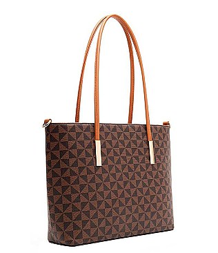 3IN1 FASHION CHECKERED DESIGN SHOPPER BAG WITH MATCHING BAG AND WALLET