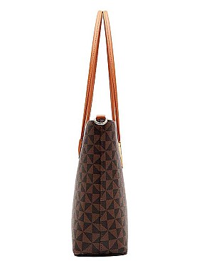 3IN1 FASHION CHECKERED DESIGN SHOPPER BAG WITH MATCHING BAG AND WALLET