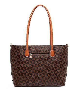 3IN1 FASHION CHECKERED DESIGN SHOPPER BAG WITH MATCHING BAG AND WALLET