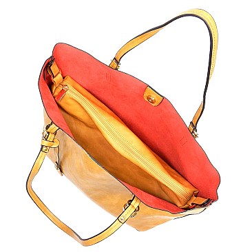 2 in 1 Textured Faux-leather Tote