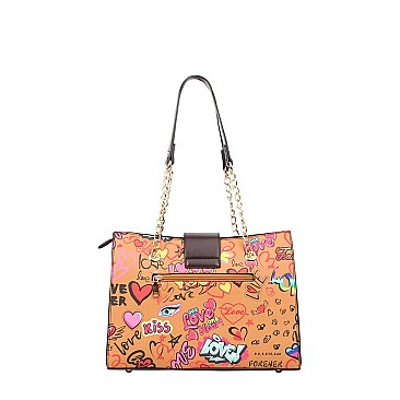 3 in 1 Graffiti HEART - LOVE Print Shoulder Set