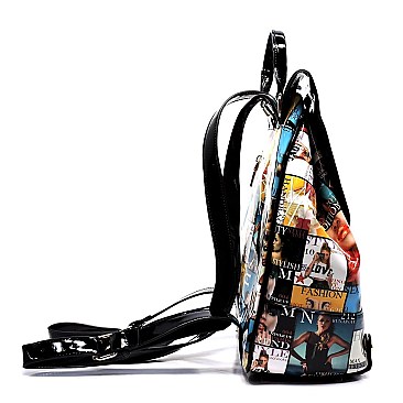 Collage Magazine Cover Backpack & Wallet Set