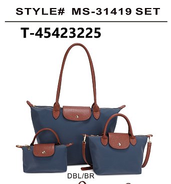 3-in-1 Nylon Fashion Tote / Satchel Sets
