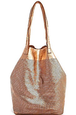 LUXURY GENUINE LEATHER STELLA 2IN1 MESH TOTE BAG