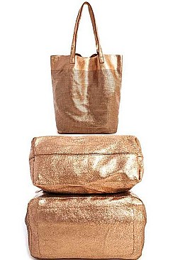 LUXURY GENUINE LEATHER STELLA 2IN1 MESH TOTE BAG