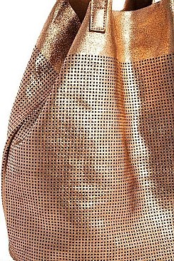 LUXURY GENUINE LEATHER STELLA 2IN1 MESH TOTE BAG