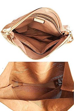 LUXURY GENUINE LEATHER STELLA 2IN1 MESH TOTE BAG