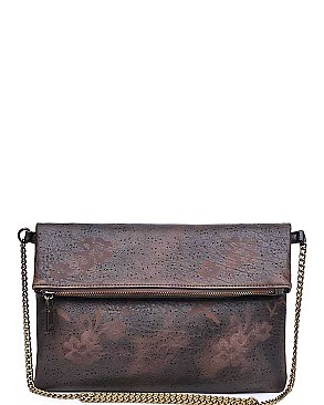 FAUX LEATHER LUXURY POPPY CLUTCH BAG WITH CHAIN SLING JY-14686ML