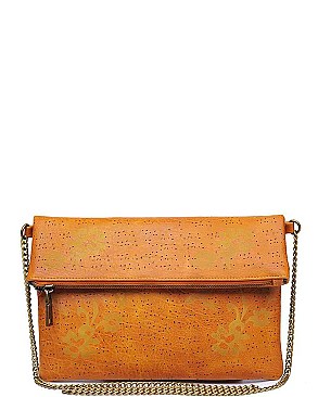 FAUX LEATHER LUXURY POPPY CLUTCH BAG WITH CHAIN SLING JY-14686ML