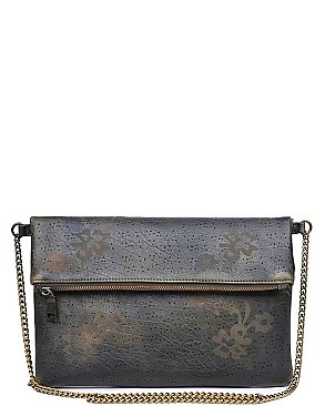 FAUX LEATHER LUXURY POPPY CLUTCH BAG WITH CHAIN SLING JY-14686ML