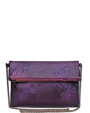 FAUX LEATHER LUXURY POPPY CLUTCH BAG WITH CHAIN SLING JY-14686ML