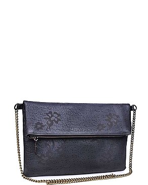 FAUX LEATHER LUXURY POPPY CLUTCH BAG WITH CHAIN SLING JY-14686ML