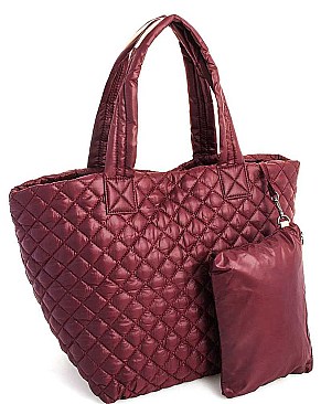 DESIGNER SOFT PADDED SHOPPER WITH COIN PURSE