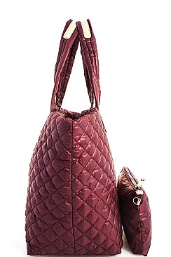 DESIGNER SOFT PADDED SHOPPER WITH COIN PURSE