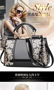 Patent Quality Embroidery Top Handle Satchel Bag